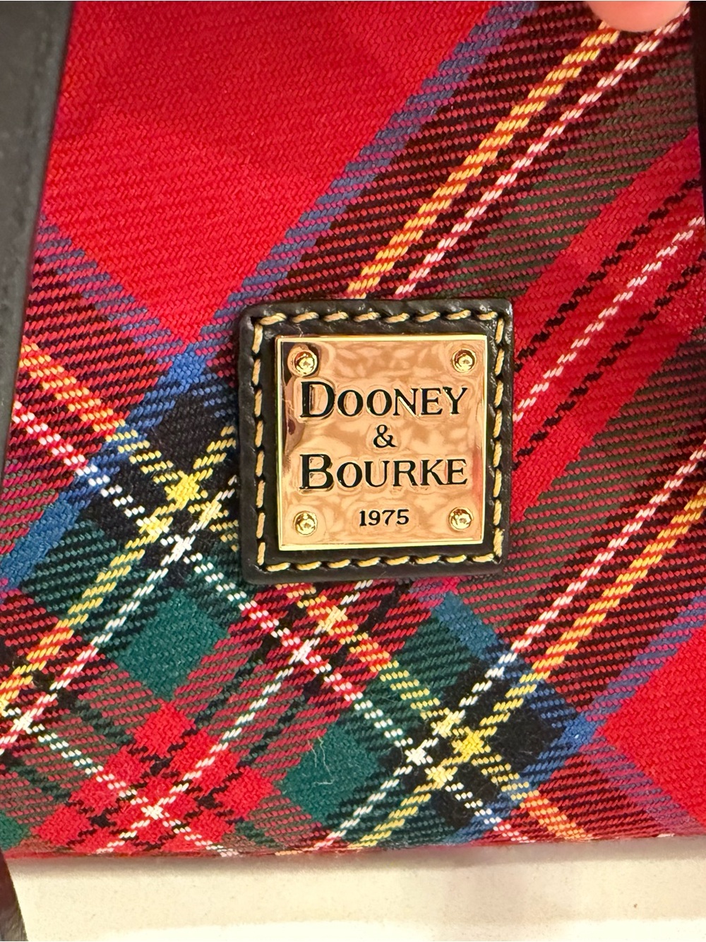 Dooney & Bourke Red Tartan Drawstring Bucket Bag with Matching Pouch - Picture 3 of 7